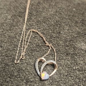 Rose gold 14k gp opal necklace